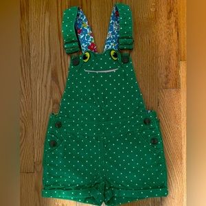 Boden short cord overalls, Iguana Green Frog, size 2-3yr